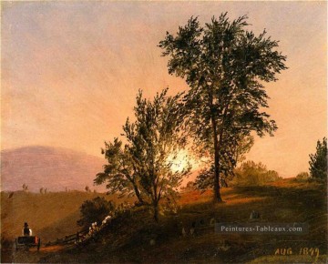  Hudson Peintre - Nouvelle Angleterre Paysage paysage Fleuve Hudson Frederic Edwin Eglise